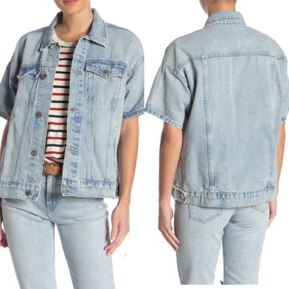 Current/Elliott Jackets & Blazers - Current/Elliott The Short Sleeve Denim Tucker Sz 1